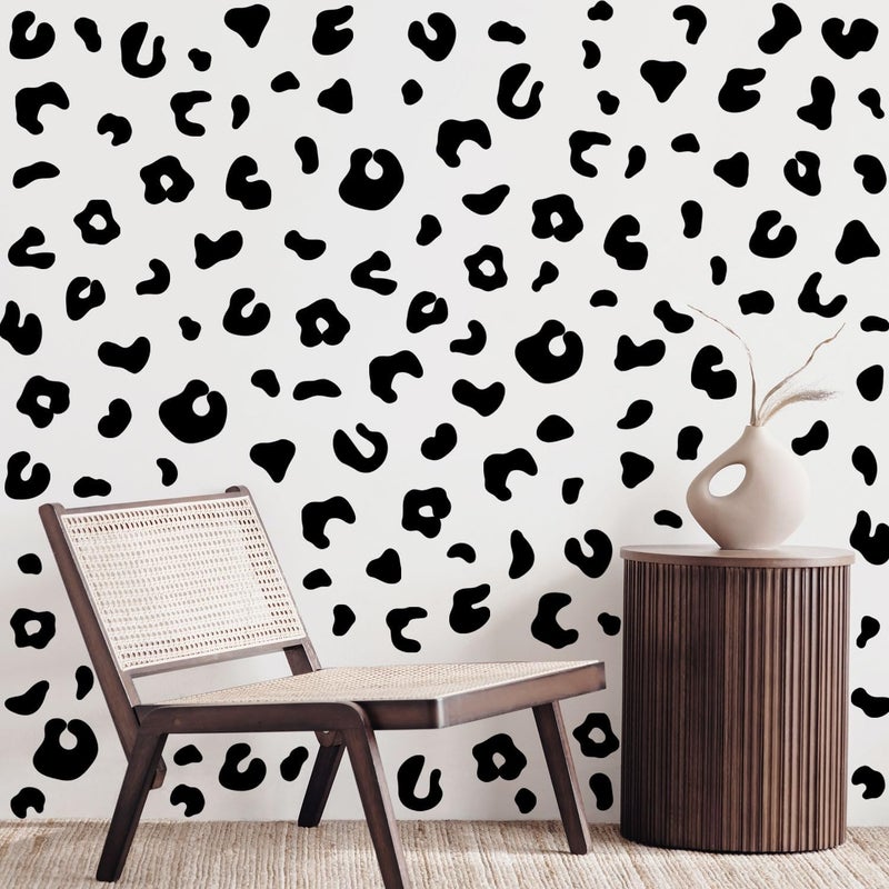 CharmFlo 10 Sheets 360Pcs Leopard Wall Decals Removable Peel & Stick Wall Stickers Self-Adhesive Animal Print Vinyl Decor for Nursery, Car,Door, Home, Bedroom, DIY Easy Installation (Black) - Image 1
